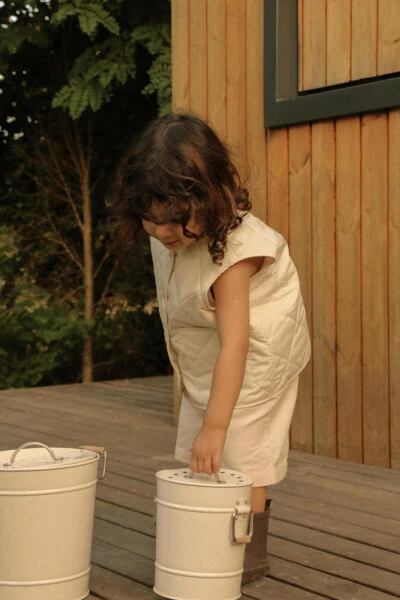 çocuk,bebek kapitone mevsimlik yelek-ekru - Modazone