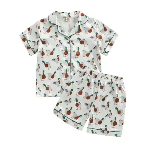 Kids Baby Girl Boy Satin Pajamas Set Short sleeve Button Down Shirt And Shorts Pjs Summer Sleepwear Nightwear 