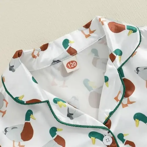 Kids Baby Girl Boy Satin Pajamas Set Short sleeve Button Down Shirt And Shorts Pjs Summer Sleepwear Nightwear - 4