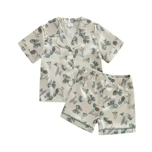 Kids Baby Girl Boy Satin Pajamas Set Short sleeve Button Down Shirt And Shorts Pjs Summer Sleepwear Nightwear 