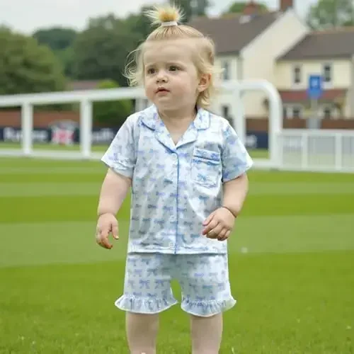 Kids Baby Girl Boy Satin Pajamas Set Short sleeve Button Down Shirt And Shorts Pjs Summer Sleepwear Nightwear - KIDS (1)