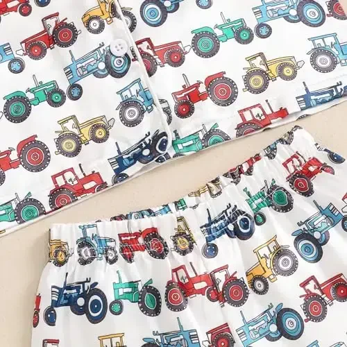 Kids Baby Girl Boy Satin Pajamas Set Short sleeve Button Down Shirt And Shorts Pjs Summer Sleepwear Nightwear - 6