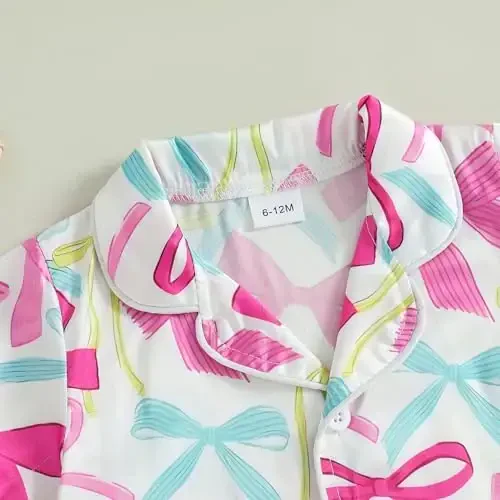 Kids Baby Girl Boy Satin Pajamas Set Short sleeve Button Down Shirt And Shorts Pjs Summer Sleepwear Nightwear - 5