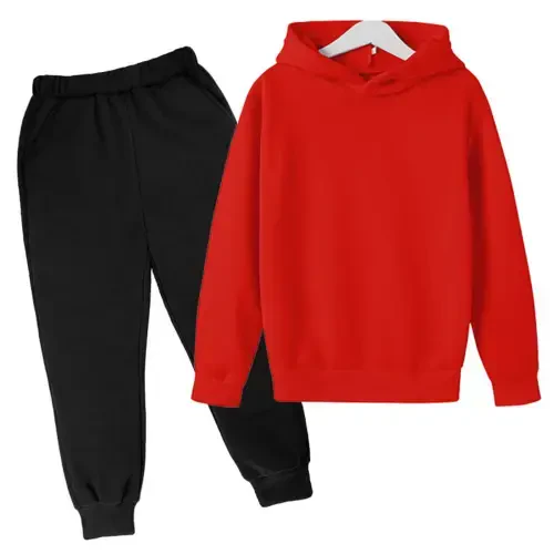 Kids Boys Outfits Sweatsuit Spring Fall Sports Hoodie Suit Solid Color Long Sleeve Hooded Sweatshirt Pullover Tops Jogger Pants Set 2 Piece Sets Tracksuit For Child- - 3