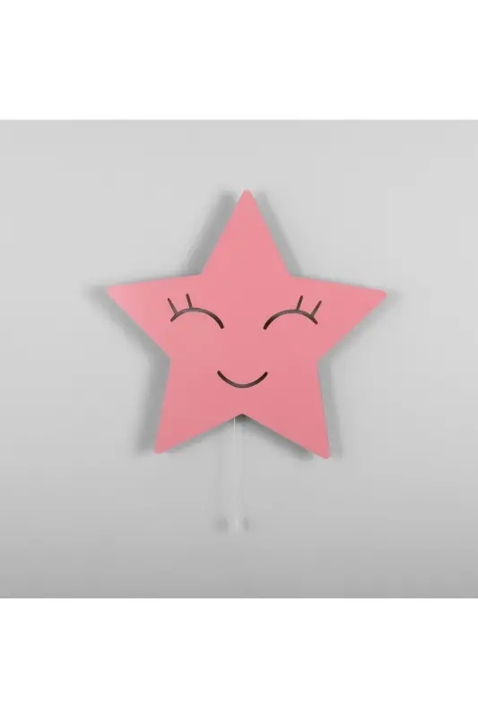 Çocuk Genç Yatak Odası Kız Erkek Bebek Duvar Dekorasyon Yıldız Aydınlatma Modelleri-GülenPembe - 1