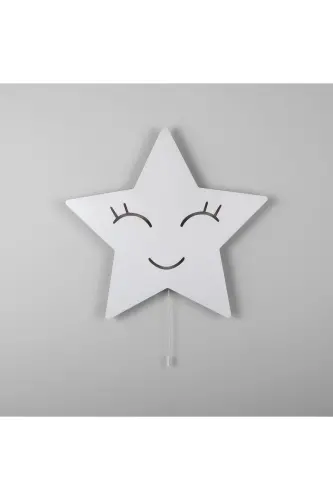 Çocuk Genç Yatak Odası Kız Erkek Bebek Duvar Dekorasyon Yıldız Aydınlatma Modelleri-GülenBeyaz 