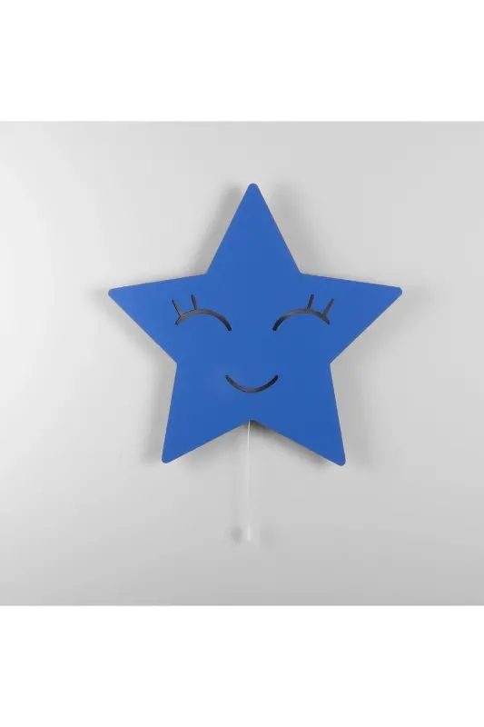 Çocuk Genç Yatak Odası Kız Erkek Bebek Duvar Dekorasyon Yıldız Aydınlatma Modelleri-GülenMavi - 1