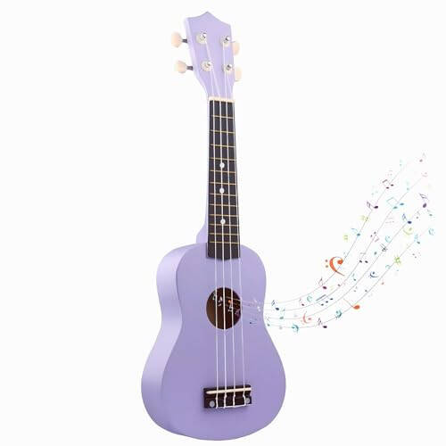 Çocuk Gitar Akustik, Jakeloo 53 Cm Karbon Fiber Ukulele Çocuk Akustik Gitar Oyuncak Gitar Çocuk Gitar Müzik Aleti Çocuklar İçin İdeal 3-9 Yaş Arası Erkek Kız Hediyeleri (Mor) - 1