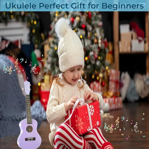 Çocuk Gitar Akustik, Jakeloo 53 Cm Karbon Fiber Ukulele Çocuk Akustik Gitar Oyuncak Gitar Çocuk Gitar Müzik Aleti Çocuklar İçin İdeal 3-9 Yaş Arası Erkek Kız Hediyeleri (Mor) - 6