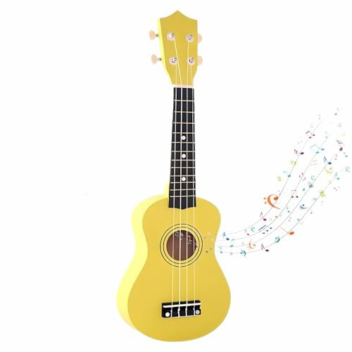 Çocuk Gitarı Akustik, Jakeloo 21 İnçlik Ahşap Akustik Gitarı Bebek Gitar Oyuncağı Çocuk Gitarı Müzik Aletleri 3-9 Yaş Arası Erkek ve Kız Çocuklarına İdeal Bir Hediye (Sarı) - 1