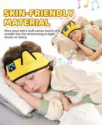 KIDSBAND Kids Headphones, Bluetooth Headband for Kids with Wired Playback 3.5 MM Jack for School, Travel - 2