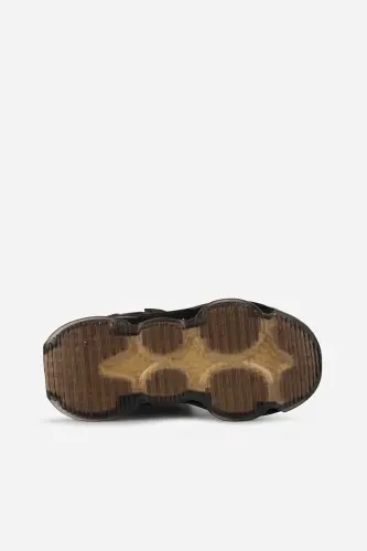 Çocuk Kahverengi Sneaker Cırt Cırtlı Bağcıklı Kalın Taban Spor Ayakkabı - Kahverengi/C - 6