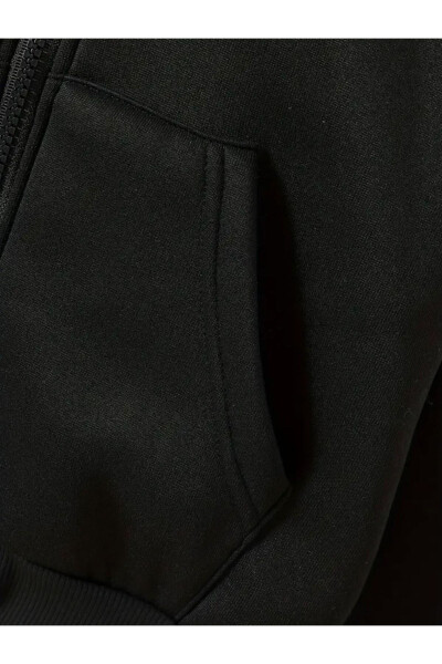 Çocuk Kapşonlu Erkek-Kız Baskılı siyah gri Fermuarlı Hırka-mdl5 - 12