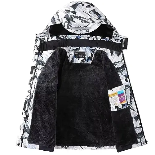 Kid's Ski Jacket Winter Waterproof Coat girls boys Fleece Snowboarding Jackets with Detachable Hood - 2