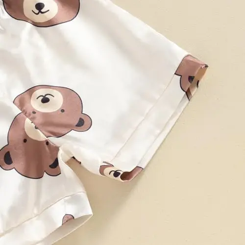 Kids Baby Girl Boy Satin Pajamas Set Short sleeve Button Down Shirt And Shorts Pjs Summer Sleepwear Nightwear - 7