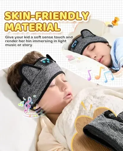 Kids Headphones, Bluetooth Headphones Adjustable Headband for Kids, Wireless and Wired Playback 3.5 MM Jack for School, Kids Headset for Girls Boys, Kindle Tablet Cellphones Airplane Travel Sleep - 2