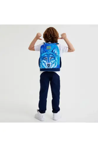 Kids Lacivert Mavi Kurt Desenli 3’lü Okul Çanta Seti SET0123743 - Lacivert Mavi - 2