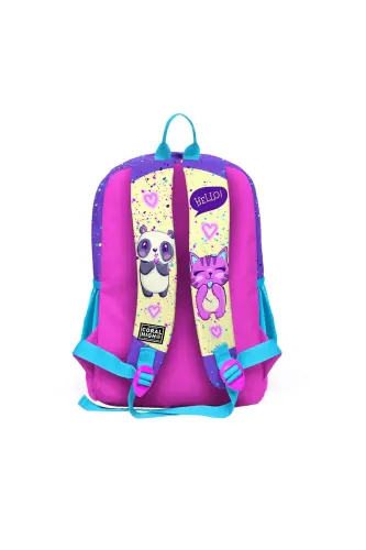 Kids Mor Pembe Anime Kız Desenli 3’lü Okul Çanta Seti SET0123735-Mor Sarı - 5