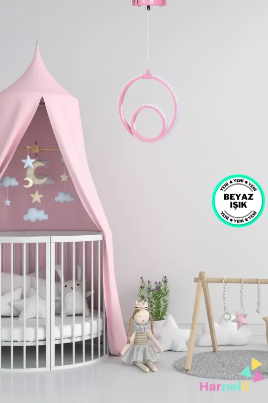 Çocuk odası Hol Antre Oturma Odası Beyaz Işık Tekli Ledli Avize-Pembe - 1