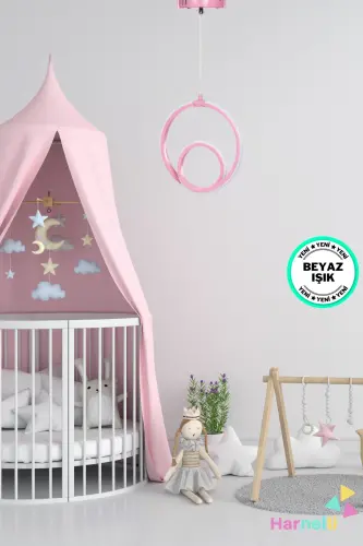 Çocuk odası Hol Antre Oturma Odası Beyaz Işık Tekli Ledli Avize - Pembe 