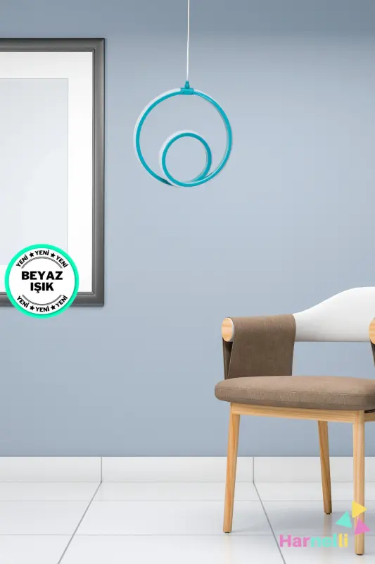 Çocuk odası Hol Antre Oturma Odası Beyaz Işık Tekli Ledli Avize-Turkuaz - HARNELLI