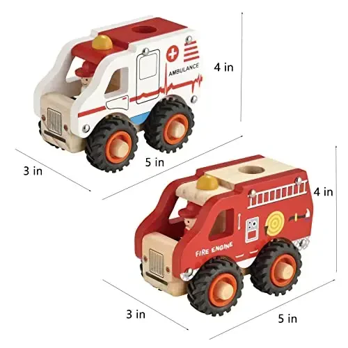 KIDS TOYLAND Wooden Push Car Toys for Infants 12-18 Months, 2 Pcs Baby Vehicle Toys Hand Push Car Toys for 1 Year Old Boys - KIDS (1)