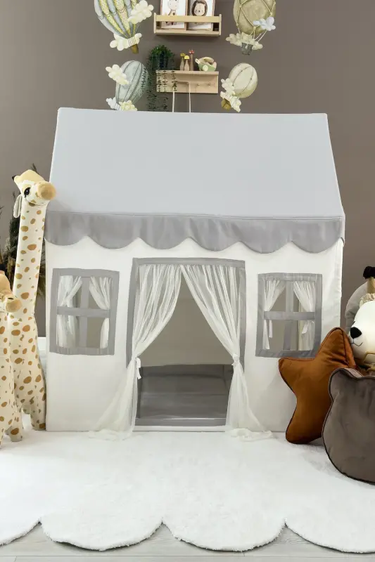 Çocuk Oyun Evi Gri Renkli Oyun Çadırı Oyun Alanı - Görsel - 11
