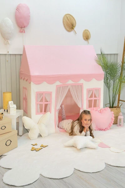 Çocuk Oyun Evi Pembe Renkli Oyun Çadırı Oyun Alanı Toz Pembe - MINIDEN