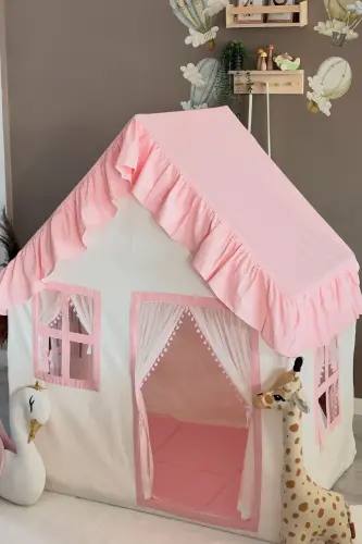 Çocuk Oyun Evi Toz Pembe Renkli Oyun Çadırı Oyun Alanı - Toz Pembe - 4