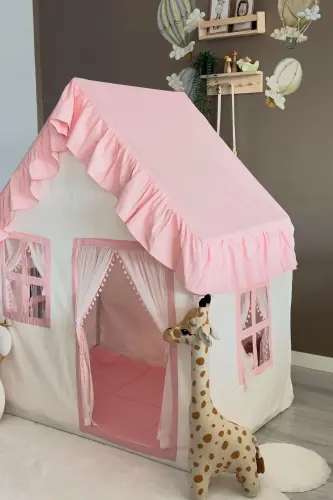 Çocuk Oyun Evi Toz Pembe Renkli Oyun Çadırı Oyun Alanı - Toz Pembe - 6