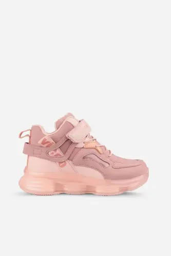 Çocuk Pembe Sneaker Kalın Taban Cırt Cırtlı Günlük Spor Ayakkabı - Pembe/Cuıre - VİCCO (1)