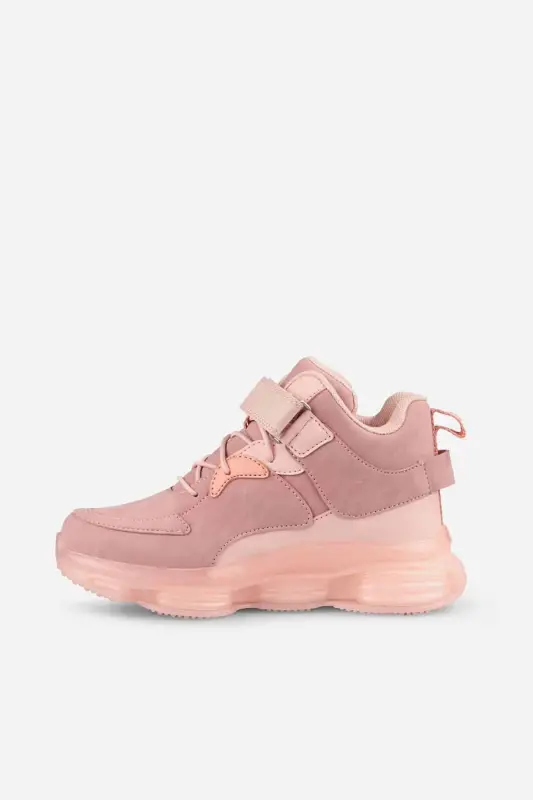 Çocuk Pembe Sneaker Kalın Taban Cırt Cırtlı Günlük Spor Ayakkabı - Pembe/Cuıre - 3