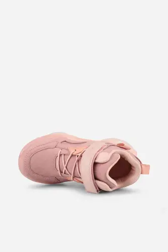 Çocuk Pembe Sneaker Kalın Taban Cırt Cırtlı Günlük Spor Ayakkabı - Pembe/Cuıre - 4