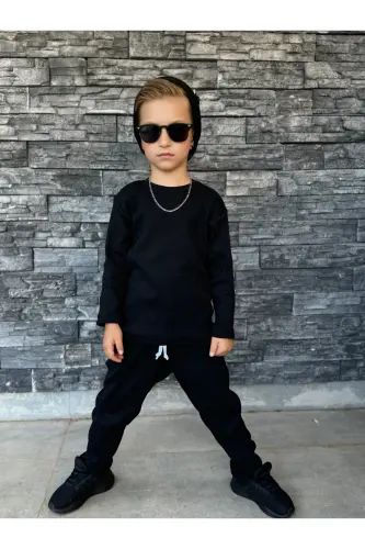 Çocuk şalvar bohem takım salaş - Koyusiyah - BARIN KIDS (1)
