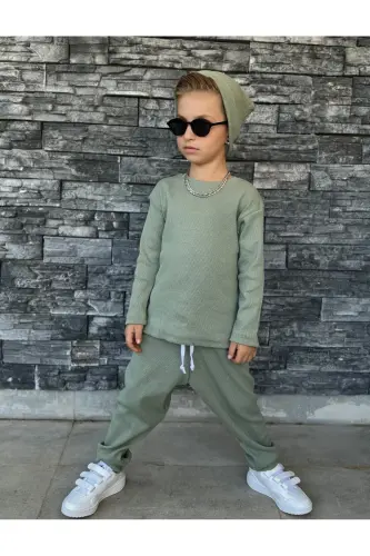 Çocuk şalvar bohem takım salaş - yeşil - BARIN KIDS (1)