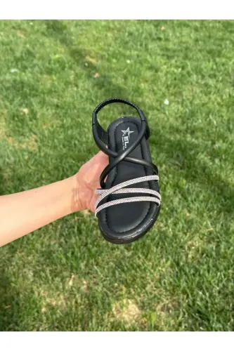 Çocuk Sandalet ,Bebek Sandalet , Düğün Ayakkabısı kaydırmaz Yazlık Çocuk Ayakkabısı - Gri 