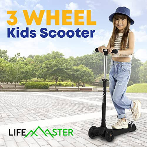 Çocuk Scooter - Çocuk ve Bebek 3 Tekerlekli Tekmeli Scooter - Dönen Sırada LED Tekerlek Işıkları Yanar Lifemaster - 7