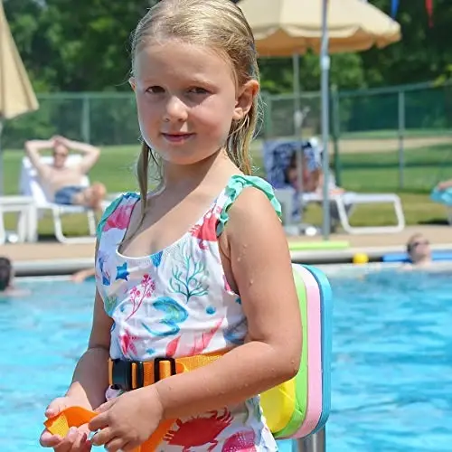 Swim Float Kids Back Belt: Pool Safe Dual-Lock Buckle 140lbs Pull-Tested - Zero Slip-Off Risk Trainer Bubble - 4-Layer Adjustable Buoyancy for Swimmers 3-12 Yrs - TOYSHARING (1)