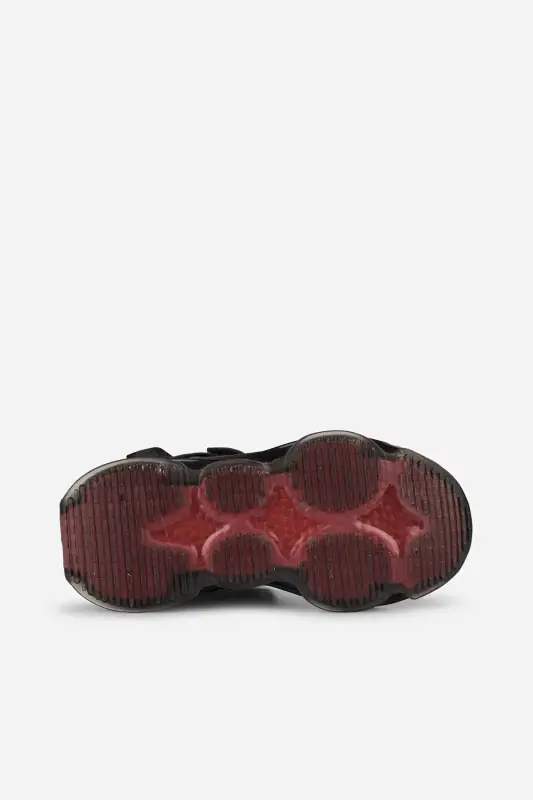 Çocuk Siyah Bot Sneaker Cırt Cırtlı Bağcıklı Kalın Taban Spor Ayakkabı - Siyah/CURE - 5
