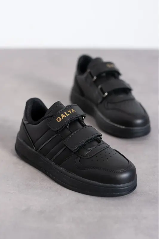 Çocuk Siyah Cırtlı Spor Okul Ayakkabısı-Siyah - GALYA SHOES