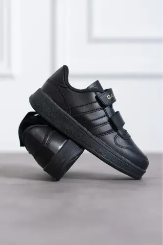 Çocuk Siyah Cırtlı Spor Okul Ayakkabısı-Siyah - GALYA SHOES (1)
