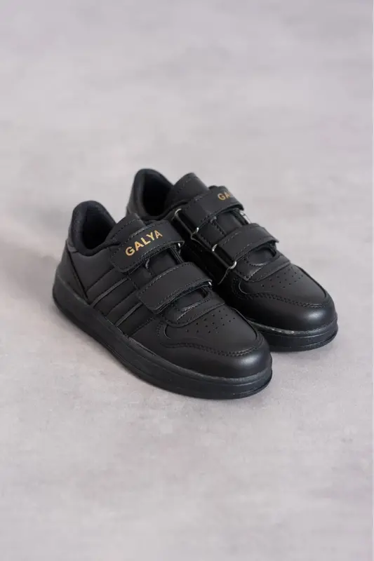 Çocuk Siyah Cırtlı Spor Okul Ayakkabısı-Siyah - 5