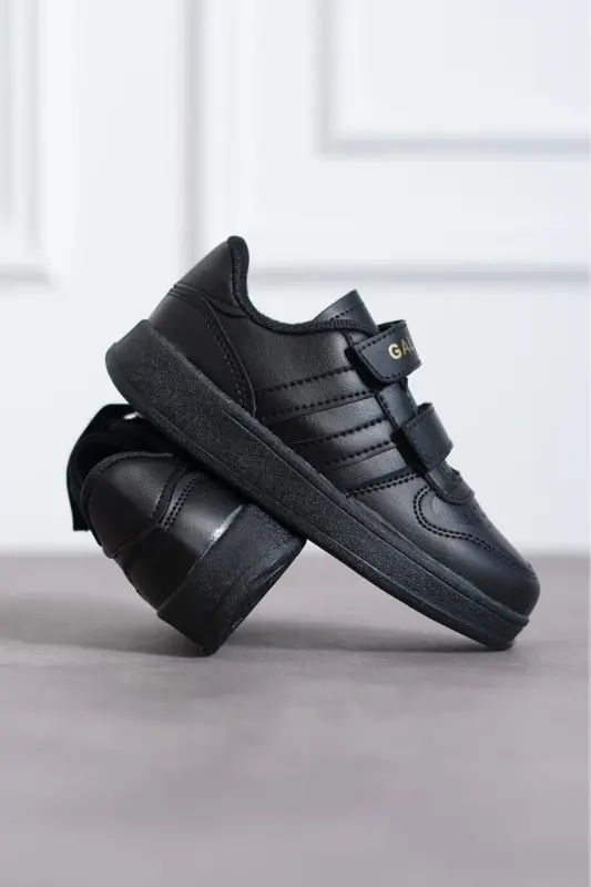 Çocuk Siyah Cırtlı Spor Okul Ayakkabısı-Siyah - 2