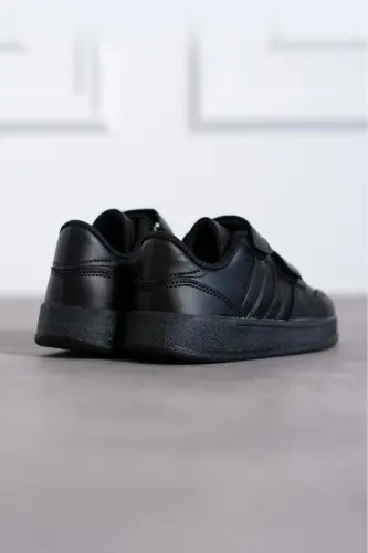 Çocuk Siyah Cırtlı Spor Okul Ayakkabısı-Siyah - 4