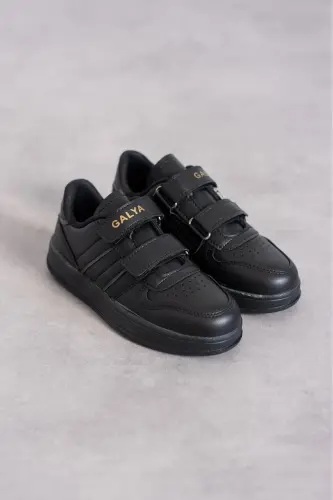 Çocuk Siyah Cırtlı Spor Okul Ayakkabısı-Siyah - 5