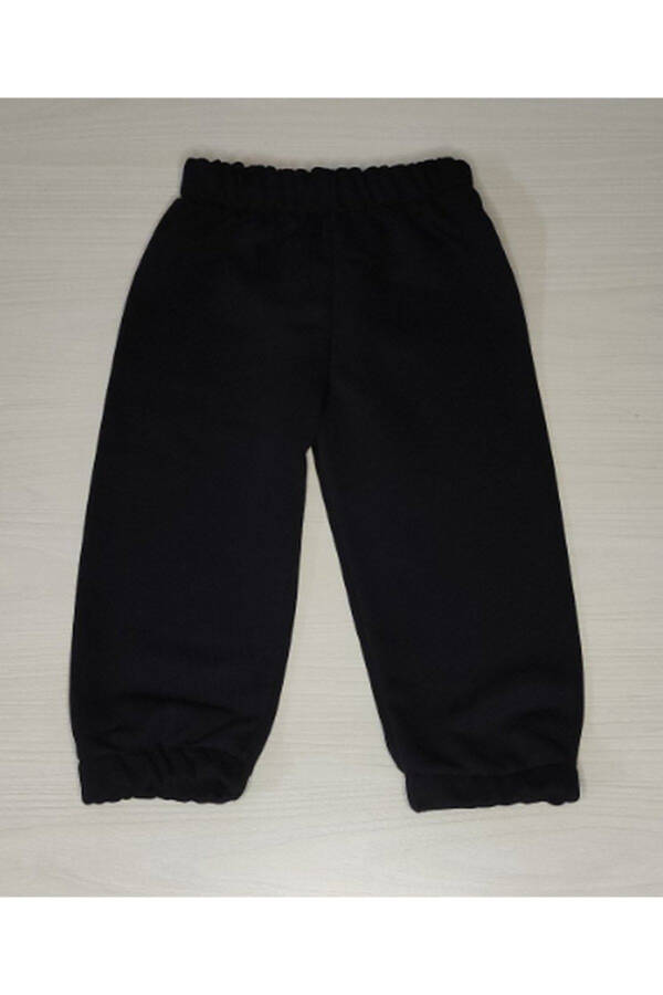 Çocuk Siyah Penye Üç Iplik Şardonsuz Mevsimlik Tek Eşofman Altı-SİYAH - 1