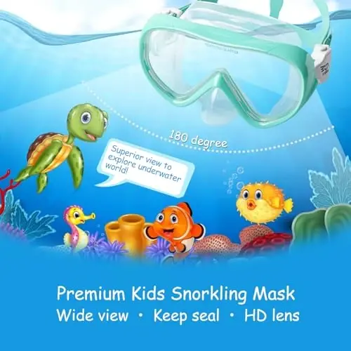 Kids Snorkel Set, Child Diving Mask Anti-Fog Swim Goggles and Dry Snorkel Children Snorkeling Gear for Youth Boys Girls Age 4-14 - 2