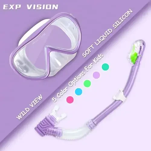 Kids Snorkel Set, Child Diving Mask Anti-Fog Swim Goggles and Dry Snorkel Children Snorkeling Gear for Youth Boys Girls Age 4-14 - 4