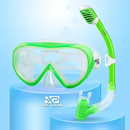 Kids Snorkel Set, Child Diving Mask Anti-Fog Swim Goggles and Dry Snorkel Children Snorkeling Gear for Youth Boys Girls Age 4-14 
