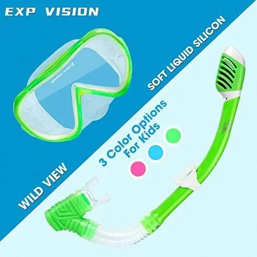 Kids Snorkel Set, Child Diving Mask Anti-Fog Swim Goggles and Dry Snorkel Children Snorkeling Gear for Youth Boys Girls Age 4-14 - 6